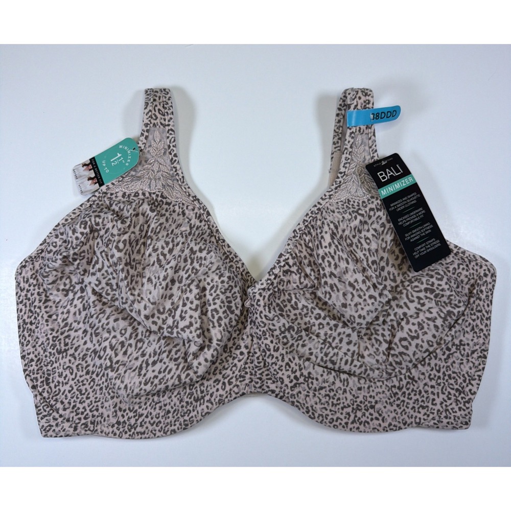Bali Passion For Comfort Minimizer Bra 38DDD Rose Animal Print DF3385 NWT